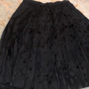 Vintage black polka dot pleat midi skirt